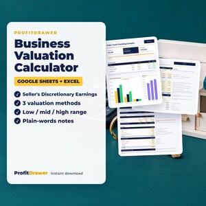 Business Valuation Calculator - ProfitDrawer instant download