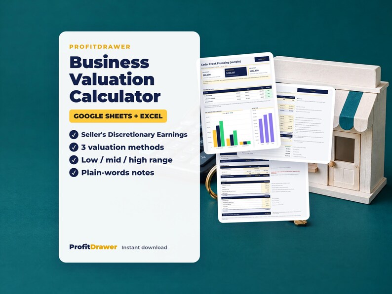 Business Valuation Calculator - ProfitDrawer instant download