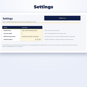 Business Valuation Calculator page preview