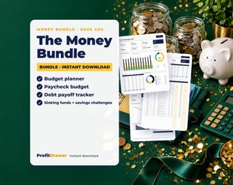 Budgetkalkylbladspaket | Budgetplanerare, lönebudget, skuldavbetalning, avbetalningsfonder + sparutmaning utskrivbara material