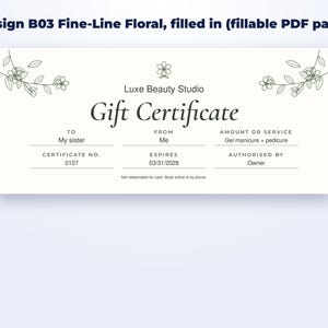 Gift Certificate Templates for Lash, Nail & Salon page preview