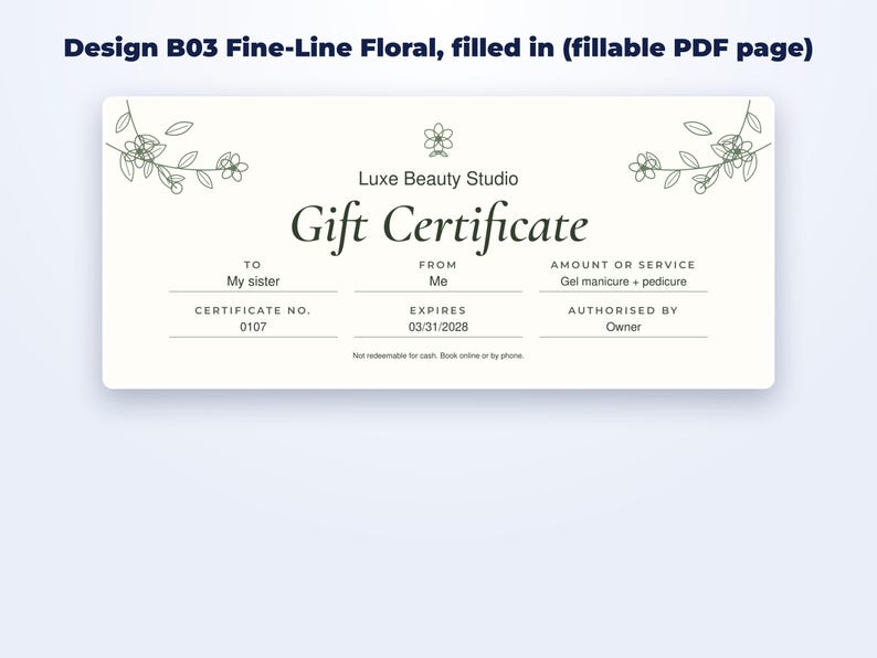 Gift Certificate Templates for Lash, Nail & Salon page preview