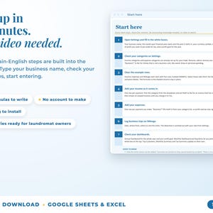Start here tab with seven setup steps, no video needed