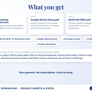 What is included: 12-tab Excel workbook, Google Sheets setup guide and read-me-first guide
