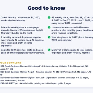 2027 Small Business Planner: details