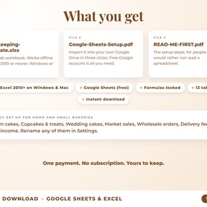What is included: 12-tab Excel workbook, Google Sheets setup guide and read-me-first guide