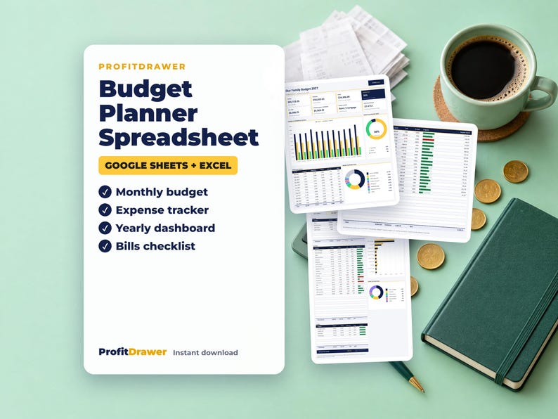 Budget Planner Spreadsheet - ProfitDrawer instant download