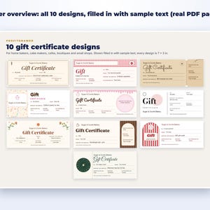 Gift Certificate Templates for Bakers & Small Shops page preview