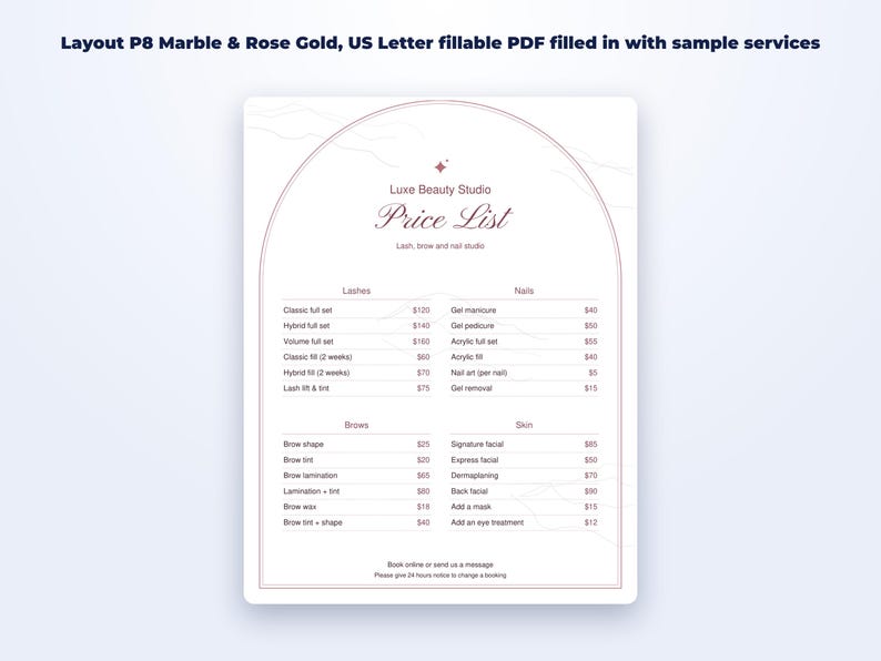 Service Price List Templates page preview