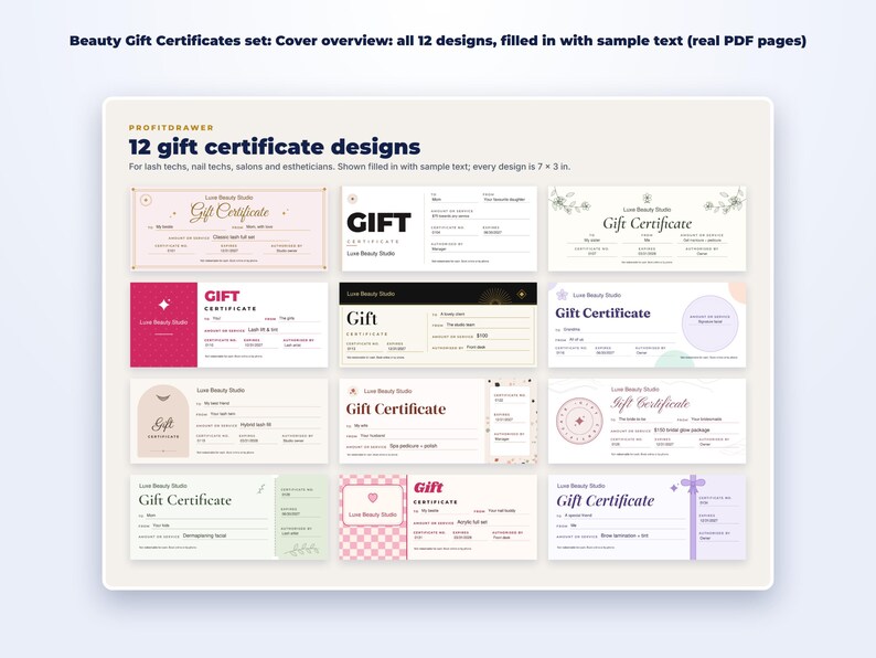 Holiday Gift Certificate Bundle page preview
