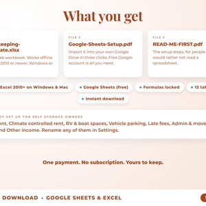 What is included: 12-tab Excel workbook, Google Sheets setup guide and read-me-first guide