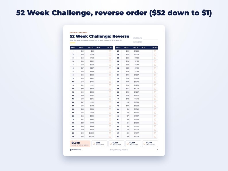 Savings Challenge Printables page preview