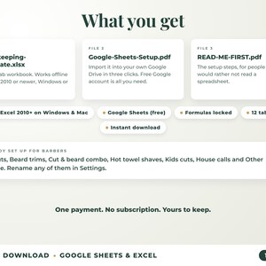 What is included: 12-tab Excel workbook, Google Sheets setup guide and read-me-first guide