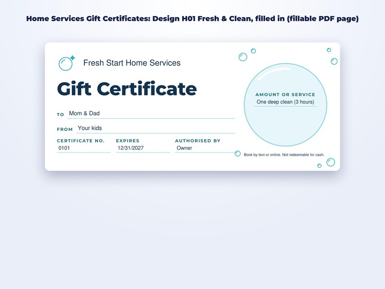 Holiday Gift Certificate Bundle page preview