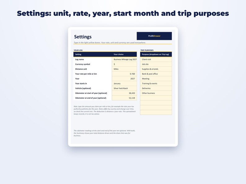 Business Mileage Log page preview