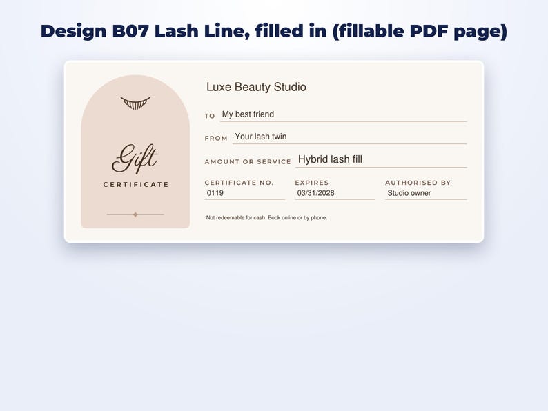 Gift Certificate Templates for Lash, Nail & Salon page preview
