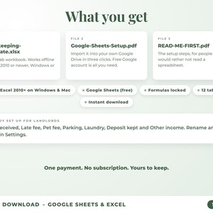 What is included: 12-tab Excel workbook, Google Sheets setup guide and read-me-first guide