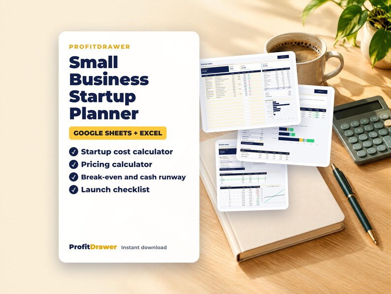 Small Business Startup Planner - ProfitDrawer instant download