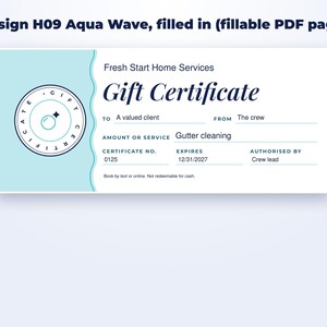 Gift Certificate Templates for Cleaning & Home Services page preview