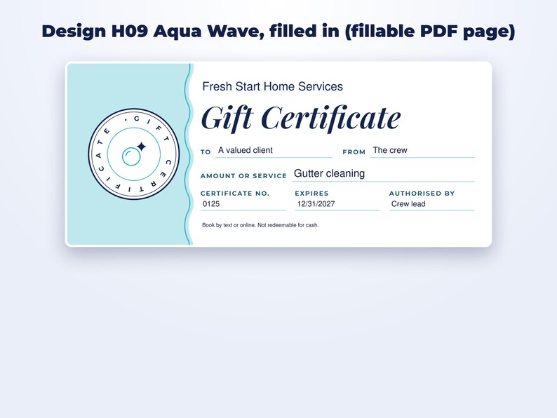 Gift Certificate Templates for Cleaning & Home Services page preview