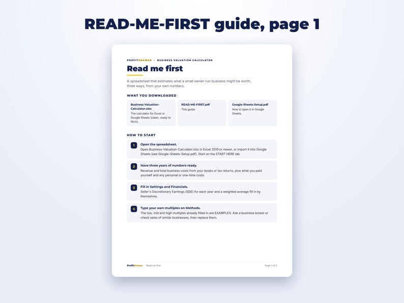 Business Valuation Calculator page preview