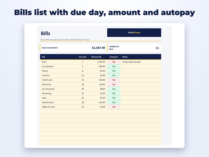 Paycheck Budget Spreadsheet page preview