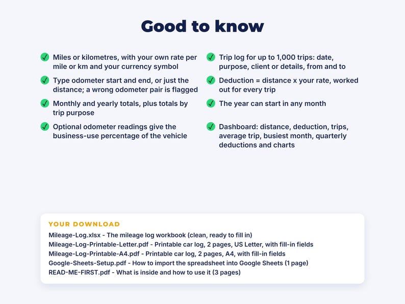 Business Mileage Log: details