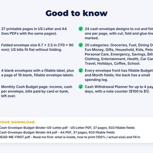 Cash Envelope & Budget Binder Printables: details