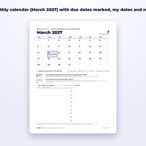 Small Business Tax Calendar 2027 + Quarterly Tax Tracker page preview