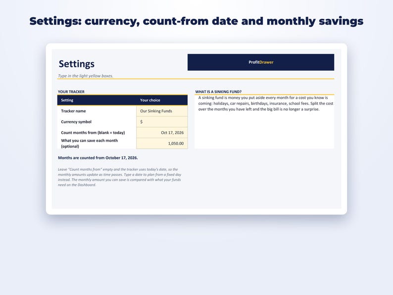 Sinking Funds Tracker page preview