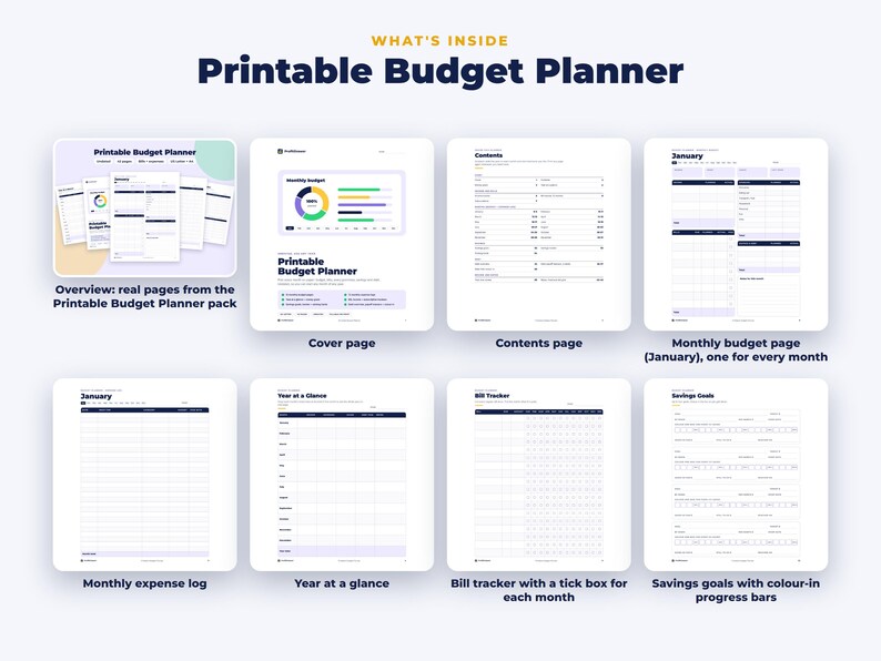 Everything included in the Printable Budget Planner