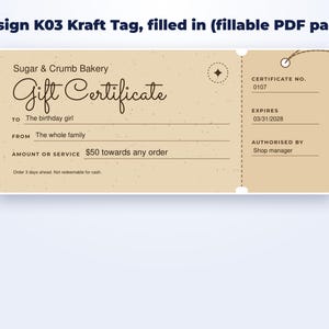 Gift Certificate Templates for Bakers & Small Shops page preview