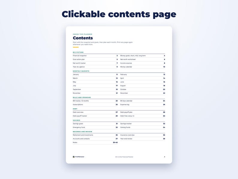 All-in-One Financial Planner page preview