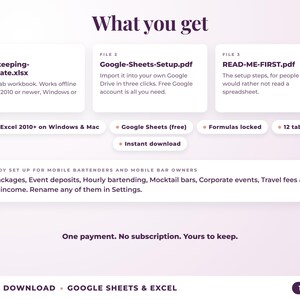 What is included: 12-tab Excel workbook, Google Sheets setup guide and read-me-first guide
