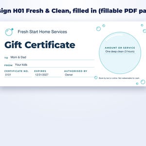 Gift Certificate Templates for Cleaning & Home Services page preview