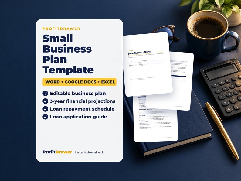 Small Business Plan Template - ProfitDrawer instant download