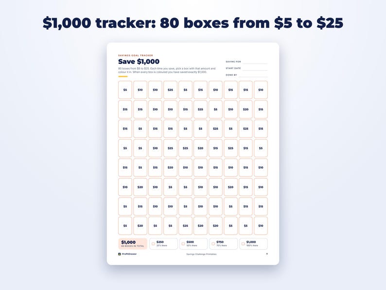 Savings Challenge Printables page preview