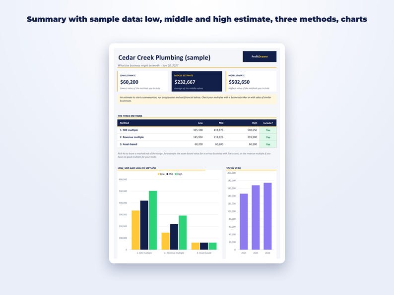 Business Valuation Calculator page preview