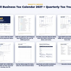 Everything included in the Small Business Tax Calendar 2027 + Quarterly Tax Tracker