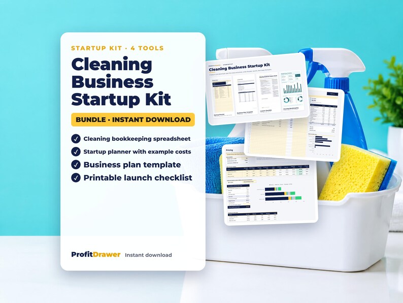 Cleaning Business Startup Kit - ProfitDrawer instant download
