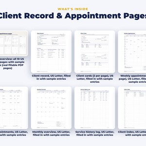 Everything included in the Client Record & Appointment Pages