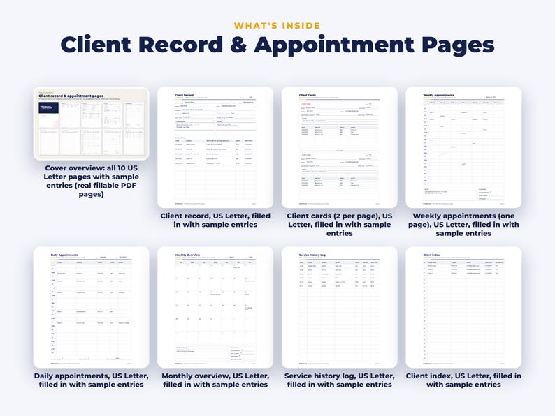 Everything included in the Client Record & Appointment Pages