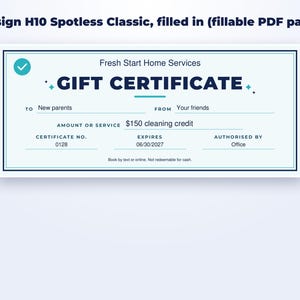 Gift Certificate Templates for Cleaning & Home Services page preview