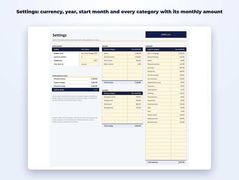 Budget Planner Spreadsheet page preview