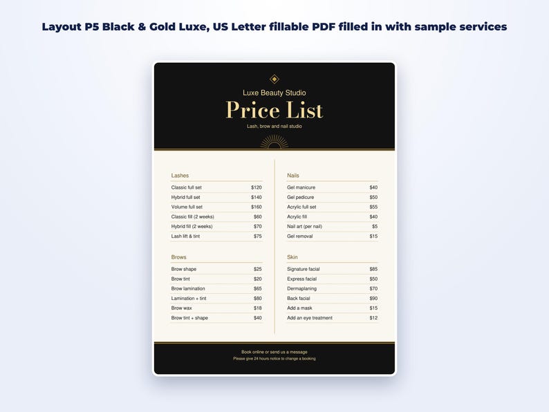 Service Price List Templates page preview