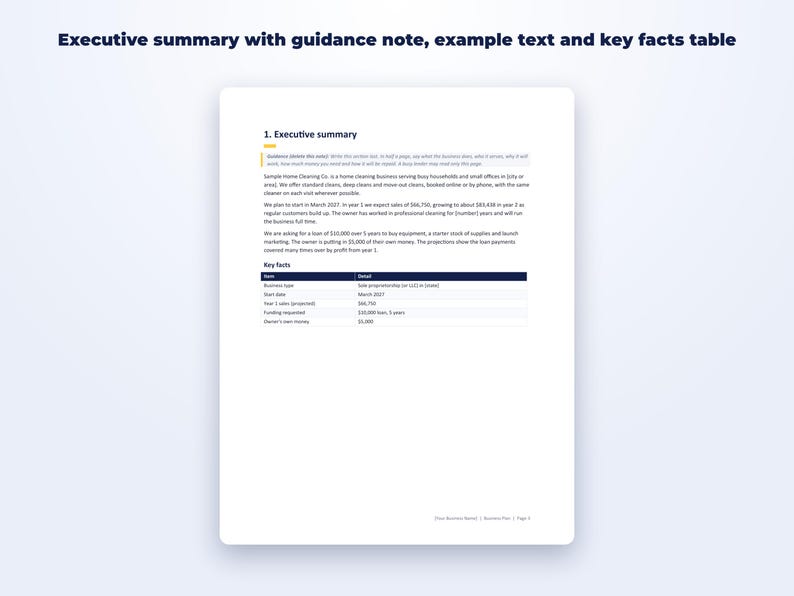 Small Business Plan Template page preview
