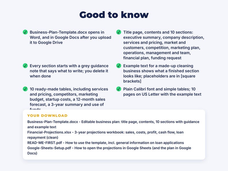 Small Business Plan Template: details