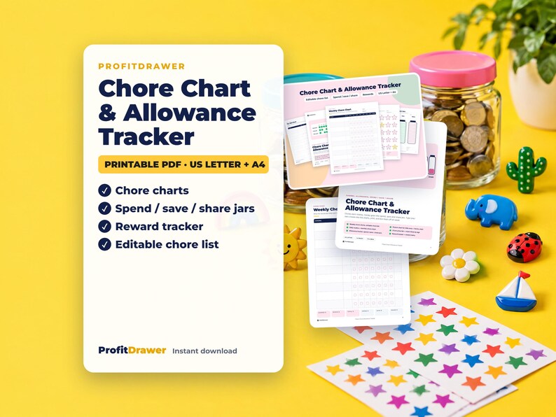 Chore Chart & Allowance Tracker - ProfitDrawer instant download