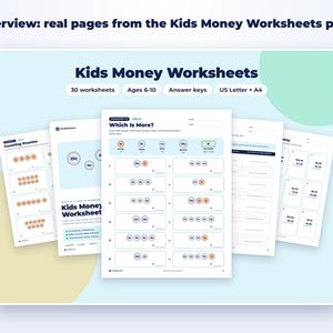 Kids Money Worksheets page preview