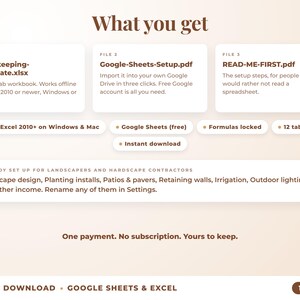 What is included: 12-tab Excel workbook, Google Sheets setup guide and read-me-first guide